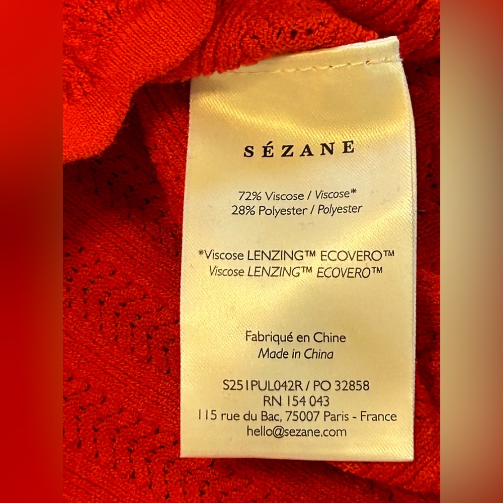 Sézane Red Cloe Jumper Size M Like New - Great for Warm Weather- SO flattering! - Picture 8 of 9